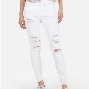 Express White Distressed Jegging